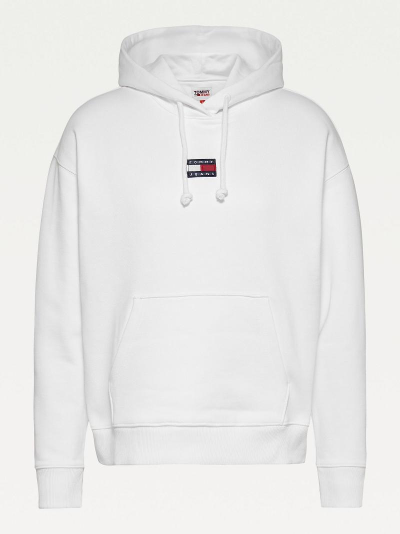 Női Tommy Hilfiger Organic Pamut Tommy Badge Hoodies Fehér | HU 160OKI